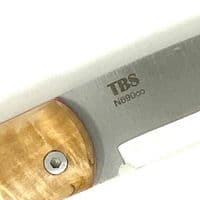 TBS Fox Folding Lock Knife with Belt Pouch - Curly Birch